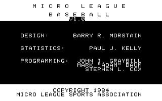 Micro League Baseball Title Screen